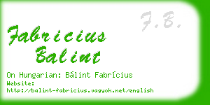 fabricius balint business card