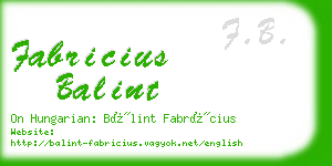 fabricius balint business card